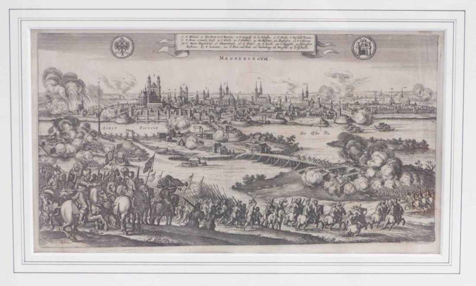 Merian, Matthäus''Magdeburgum''(Basel 1593-1650 Schwalbach) General view of Magdeburg during the - Bild 3 aus 3