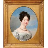 Portrait of a distinguished lady in front of a cloudy backgroundFrance, around 1800Oil on canvas. 73