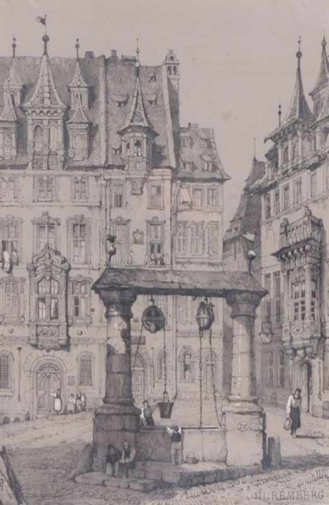 Prout, Samuel''Nuremberg''(Plymouth 1783-1852 London) Old town houses in Nuremberg with drawing