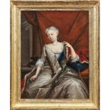 Sitting princess in a palace2nd half of 18th century.Oil on canvas. 50.5 x 39 cm. - One patch. -
