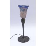 Table lampMuller Frères, Lunéville - around 1905/15Round stand with floral relief, shaft with