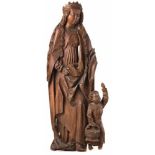 Saint Dorothea of CaesareaLate 15th C.Carved wood. H. 128 cm. - Seasoning crack, chipped along the