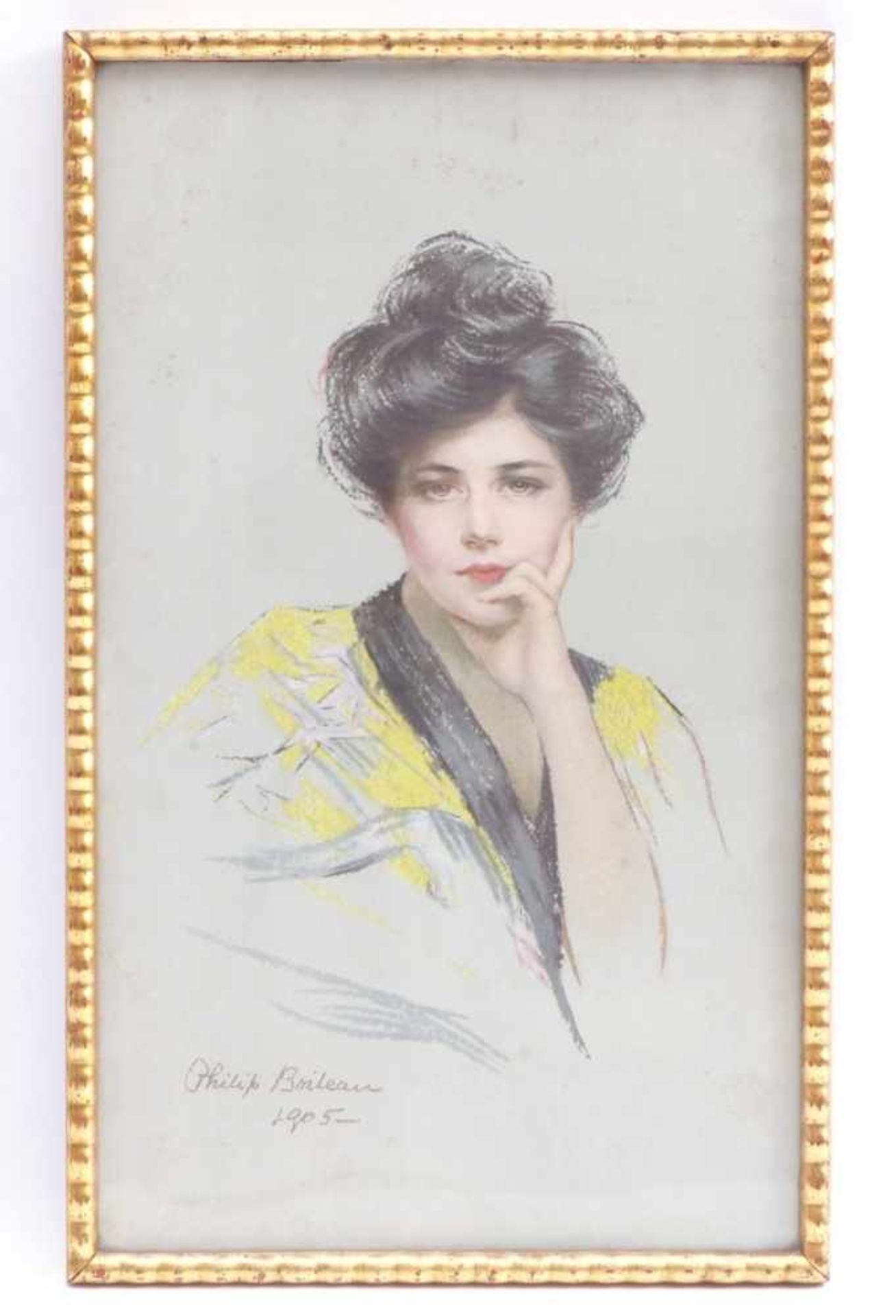 Boileau, PhilipPortrait of a young lady(Québéc 1863-1917 New York City) Colour lithograph (?). Below - Bild 2 aus 2