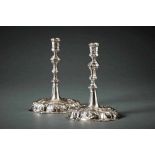 Pair of Silesian baroque candlesticksWroclaw, 1737-45Gottlieb Kuntze (Master 1719-73). Oval,