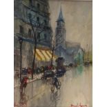 The Boulevard Saint-Germain in Paris20th centuryOil on cardboard. Lower right indistinctly