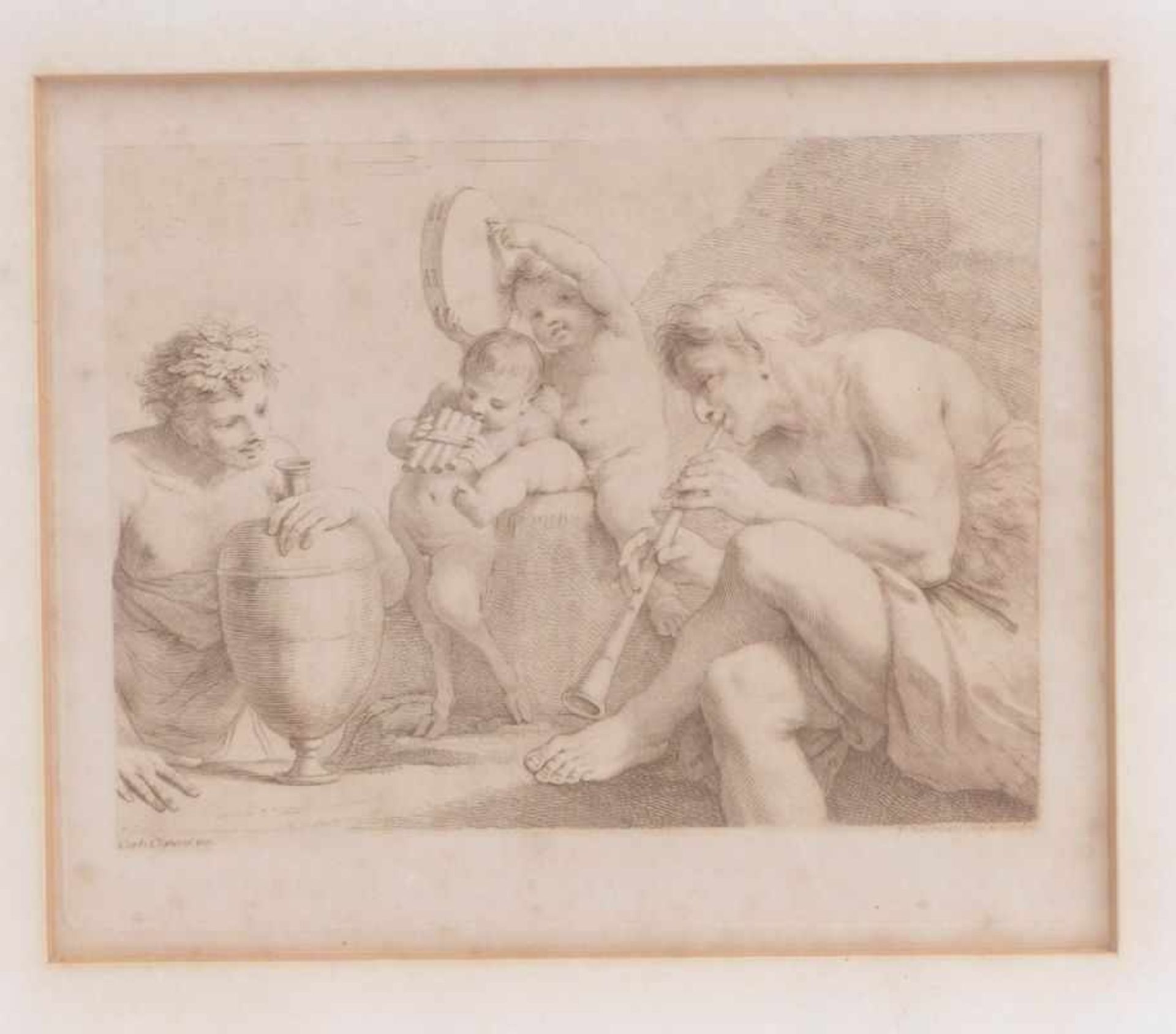 Bartolozzi, FrancescoFauns playing music(Florence 1727-1815 Lisbon) Copper engraving after Carlo - Bild 3 aus 3