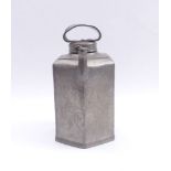 Pewter canEarly 19th centuryHexagonal body with braided floral decoration, curved spout with