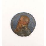 Wax portrait reliefProbably 16th C.Ø 10 cm. - Signs of age. - Provenance: South German private