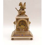 Mantel clockFrance, mid 19th C.Alabaster, gilt bronze. 39 x 24 x 13,7 cm. - Signs of age.