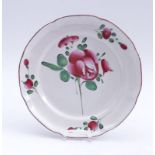 Flower plateStrasbourg, around 1800Small, round shape with multiple curved ''Baroque'' edge; large