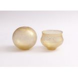 Schindhelm, Otto (attrib.)Bowl and ball vase(Lauscha 1920 born) Colorless glass with inclusions of