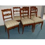 Set of six Biedermeier chairsSouthern Germany, c. 1840Trapezoidal upholstered seat on slightly