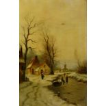Picture plate ''pleasure in the ice''19th cent.High rectangular shape depicting a Dutch winter
