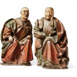 Two sleeping apostlesItaly, 17th centuryApostles sitting on irregular plinths with their eyes