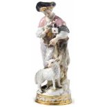 Shepherd with dove and letterMeissen, End 19th c.Designed by Michel Victor Acier in 1777, standing
