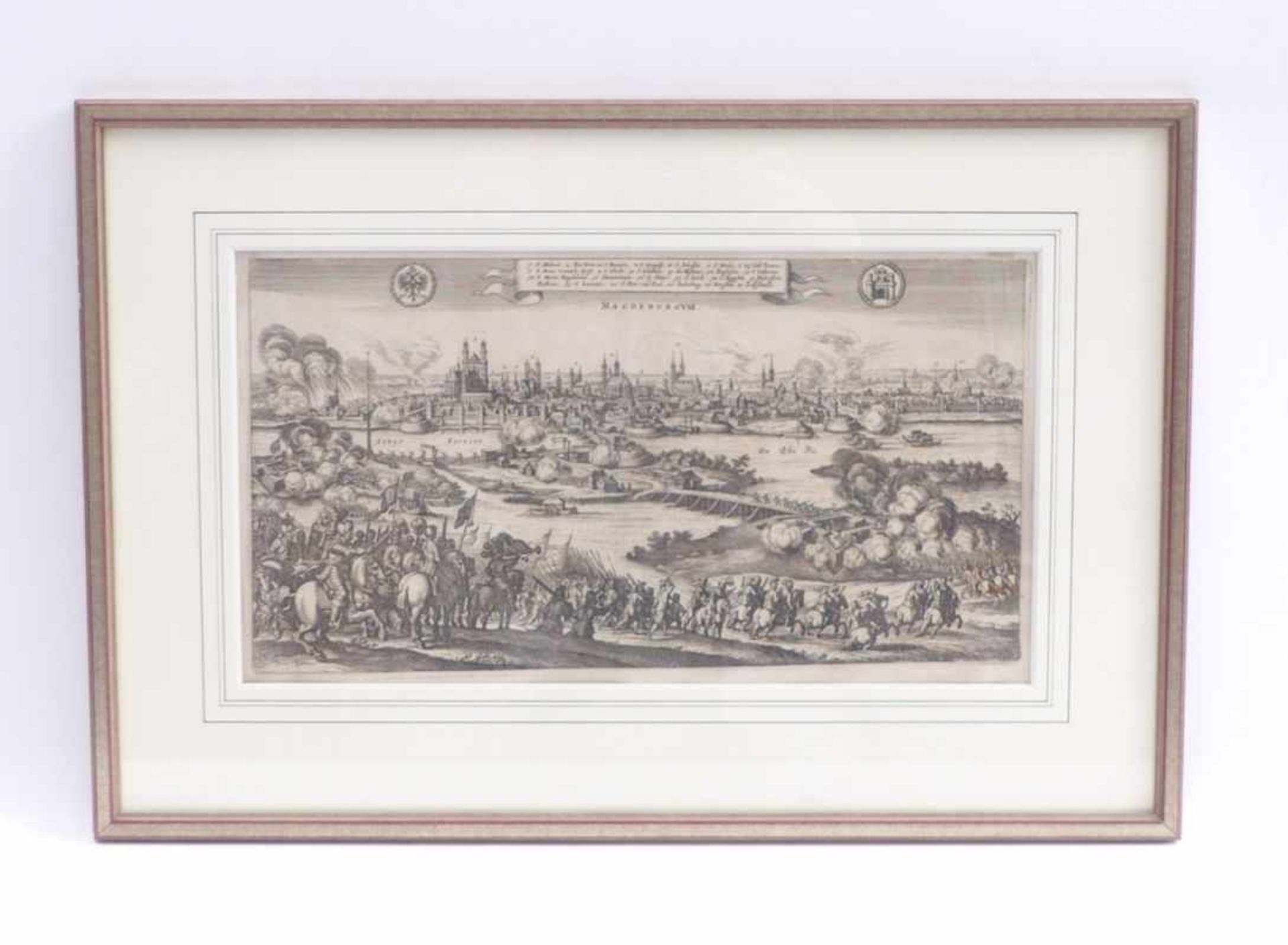 Merian, Matthäus''Magdeburgum''(Basel 1593-1650 Schwalbach) General view of Magdeburg during the - Bild 2 aus 3