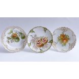 Three fruit platesNymphenburg, around 1900Small, round, flat form with differently ornamentally