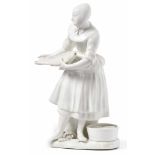 Barker with carpMeissen, 19th c.White porcelain. Unmarked. H. 19 cm. - Restored plinth, fish and