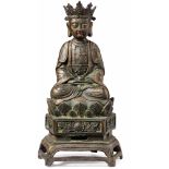 Sitting Bodhisattva GuanyinChina, probably Ming DynastyOn high pedestal and lotus pedestal the