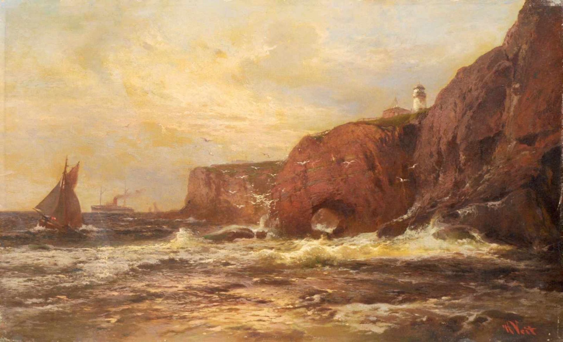 Hugo Veit "Helgoland". 2. H. 19. Jh.Hugo Veit 1816 Berlin  1893 ebendaÖl auf Leinwand. Signiert u.