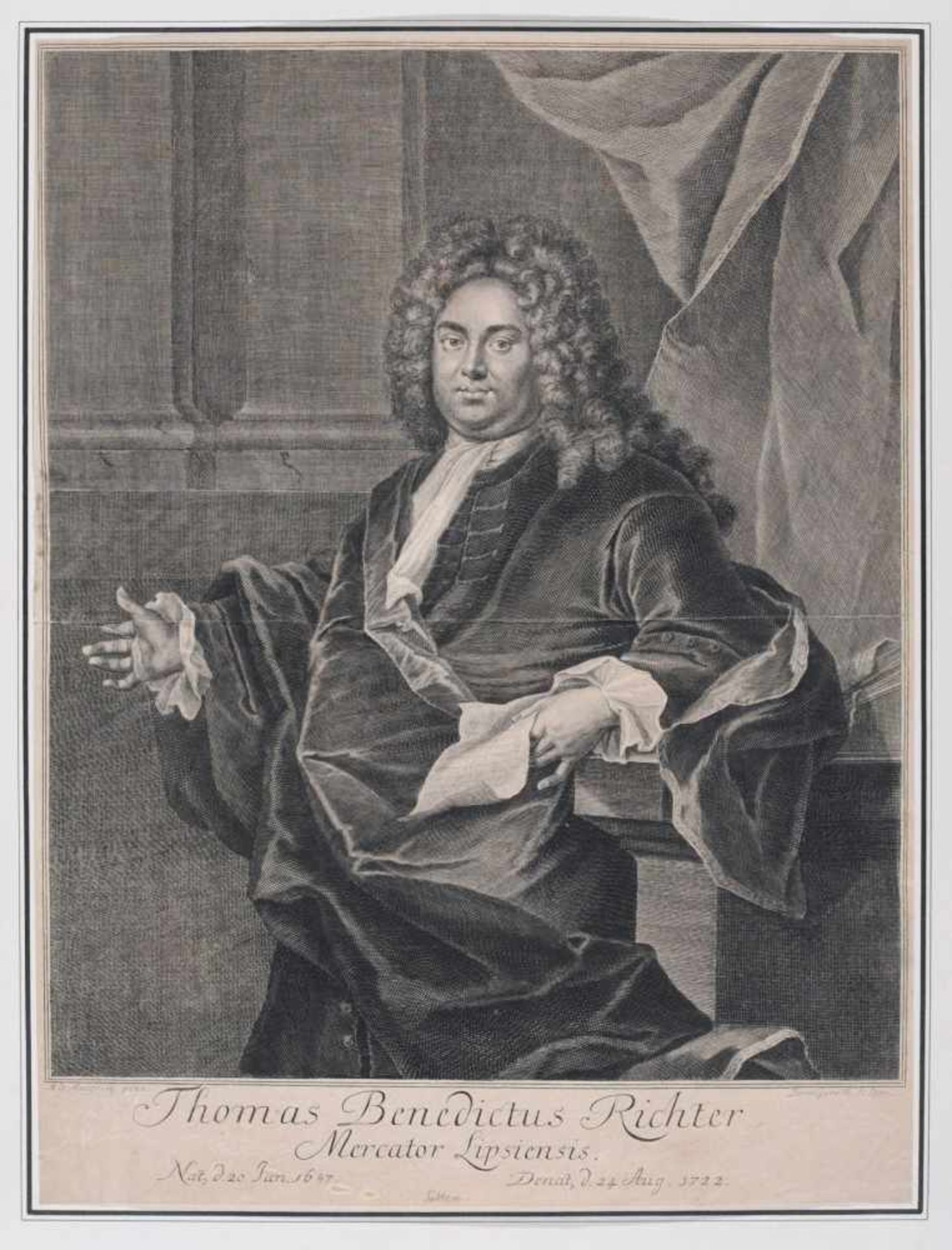 Martin Bernigeroth/ Johann Martin Bernigeroth, Vier Porträts Leipziger Kaufmänner. 1. H. 18. Jh.
