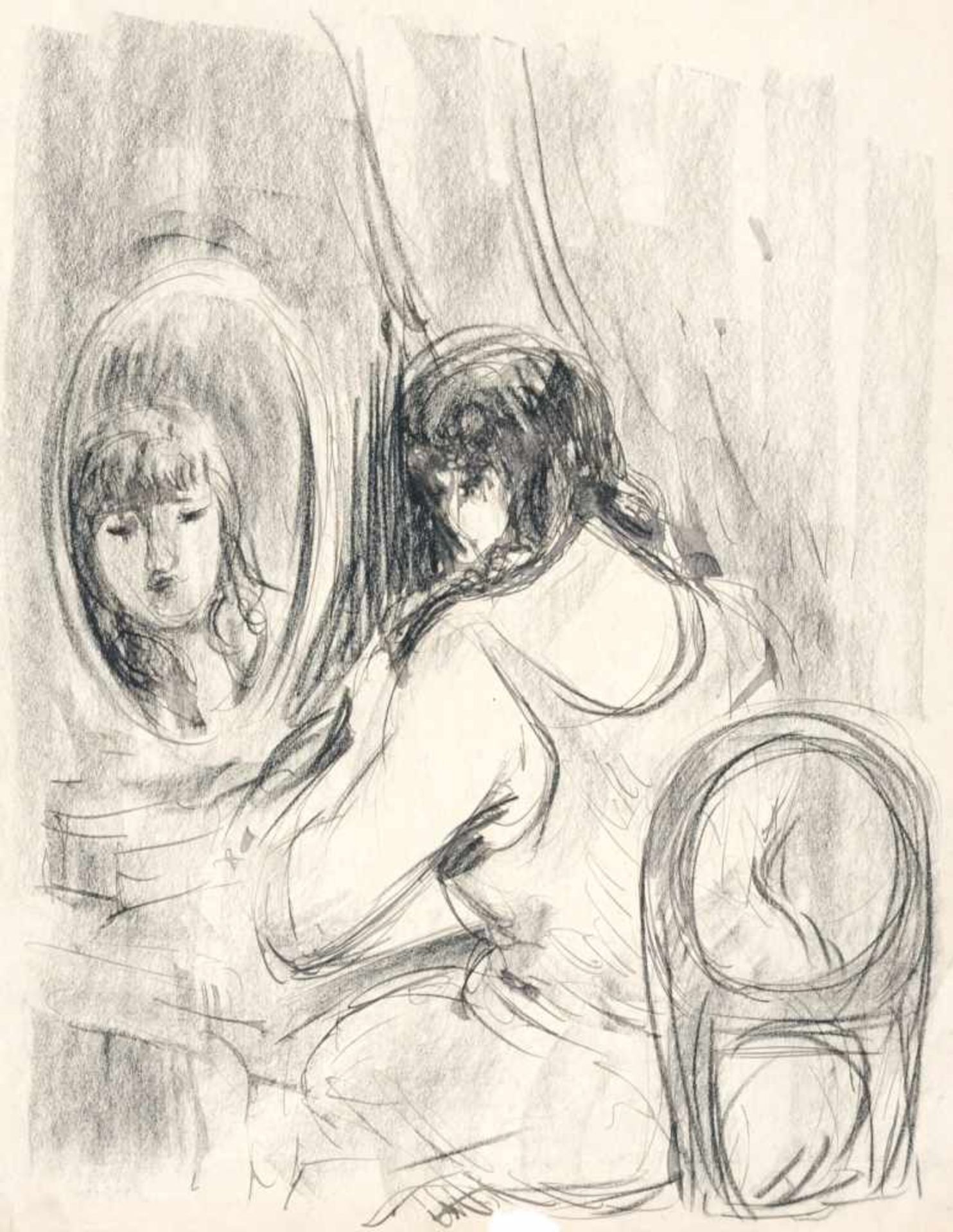 Richard Dreher, Bei der Toilette - Mädchen am Spiegel. Anfang 20. Jh.Richard Dreher 1875 Dresden 