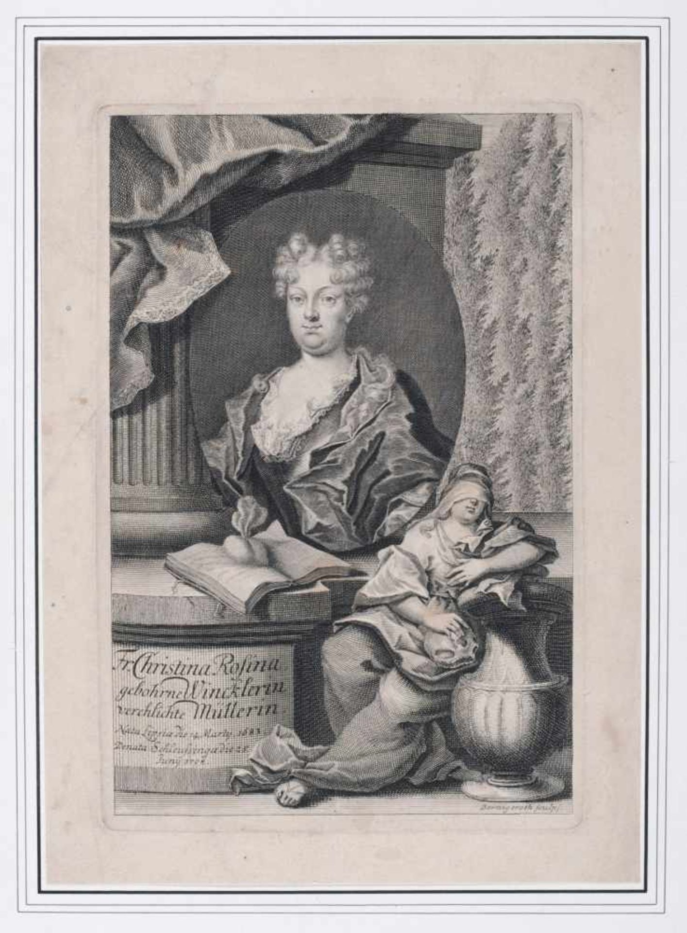 Martin Bernigeroth, Fünf Porträts sächsischer Damen. 1. H. 18. Jh.Martin Bernigeroth 1670 Rammelburg - Bild 4 aus 5