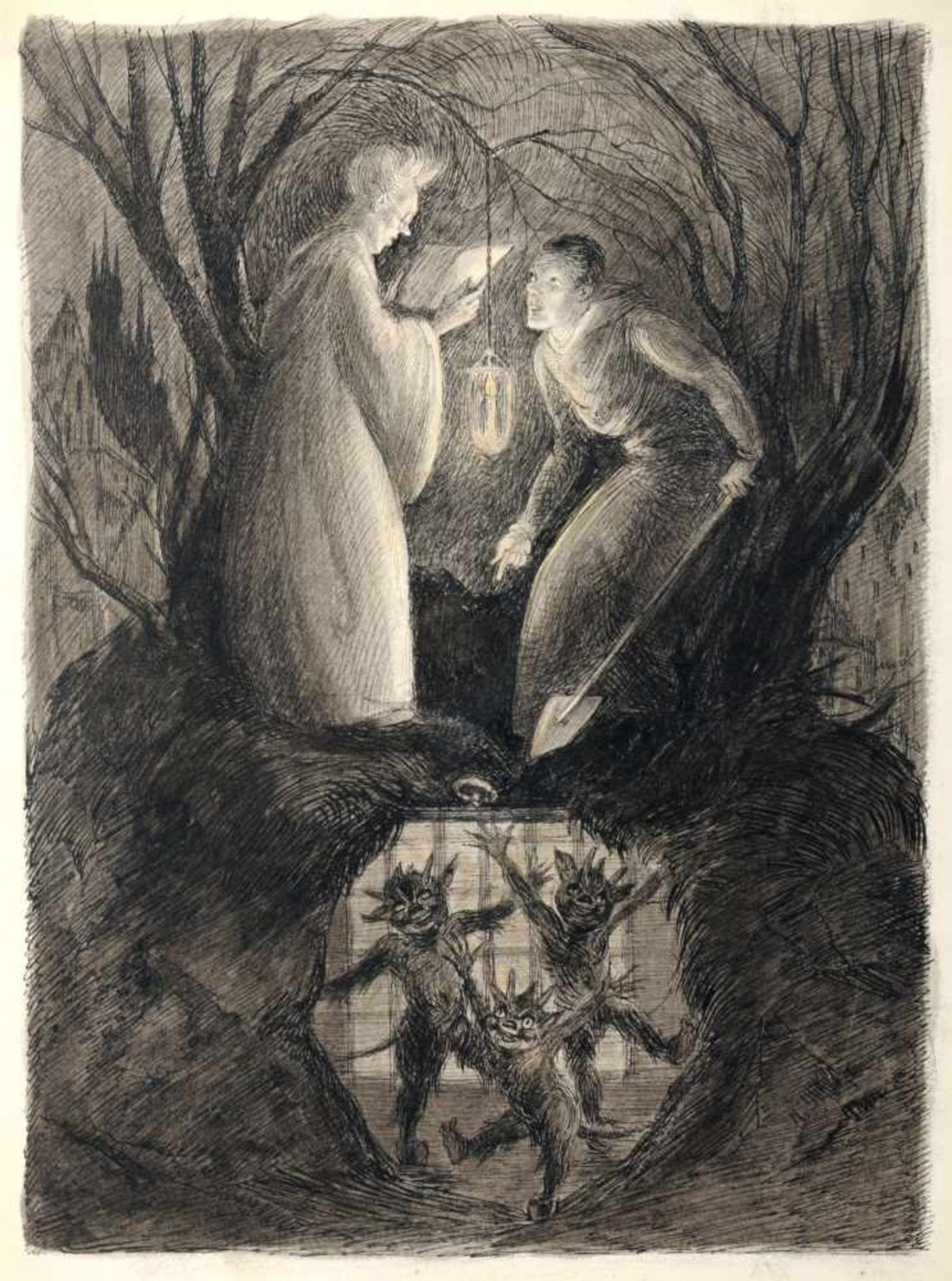 Unbekannter Zeichner, Drei figürliche Illustrationen. Anfang 20. Jh.Federzeichnungen in Tusche, - Bild 3 aus 3