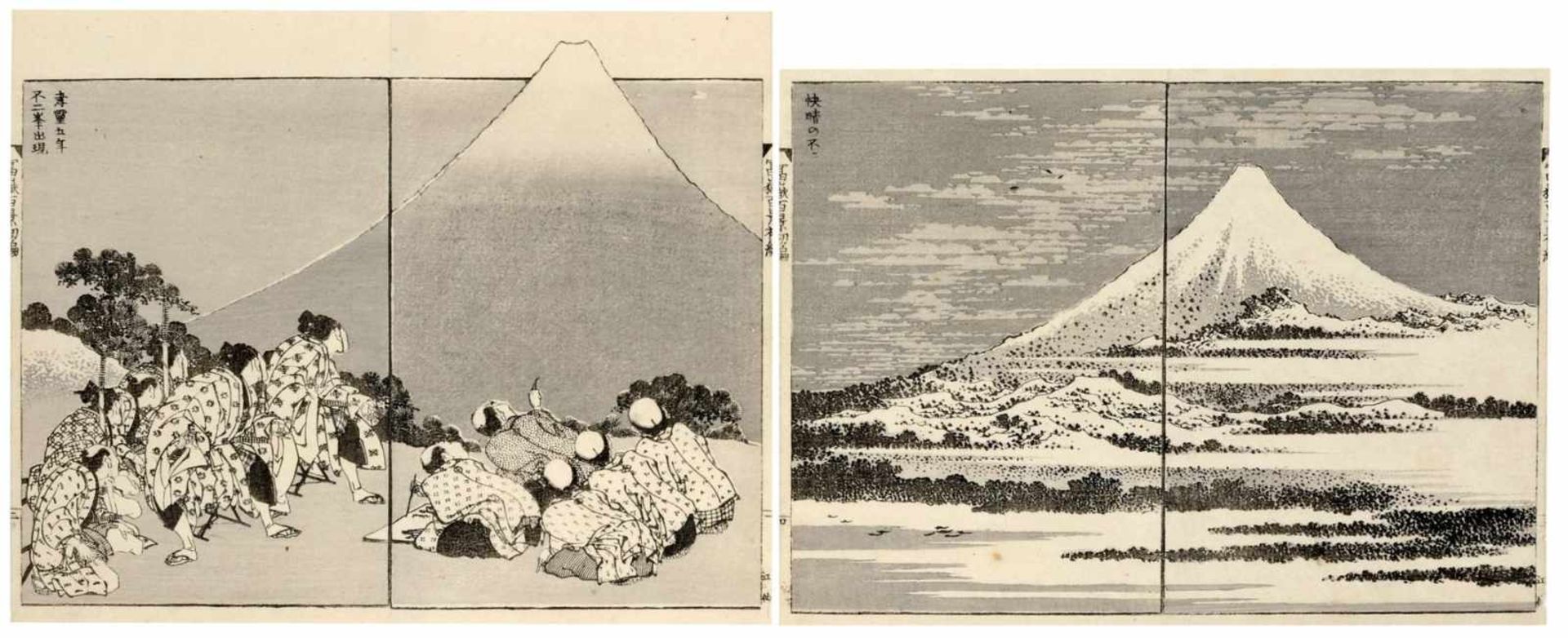 Katsushika Hokusai, 35 Blätter aus "100 Ansichten des Fuji" (Fugaku hyakkei), Band I. 1834-1835.