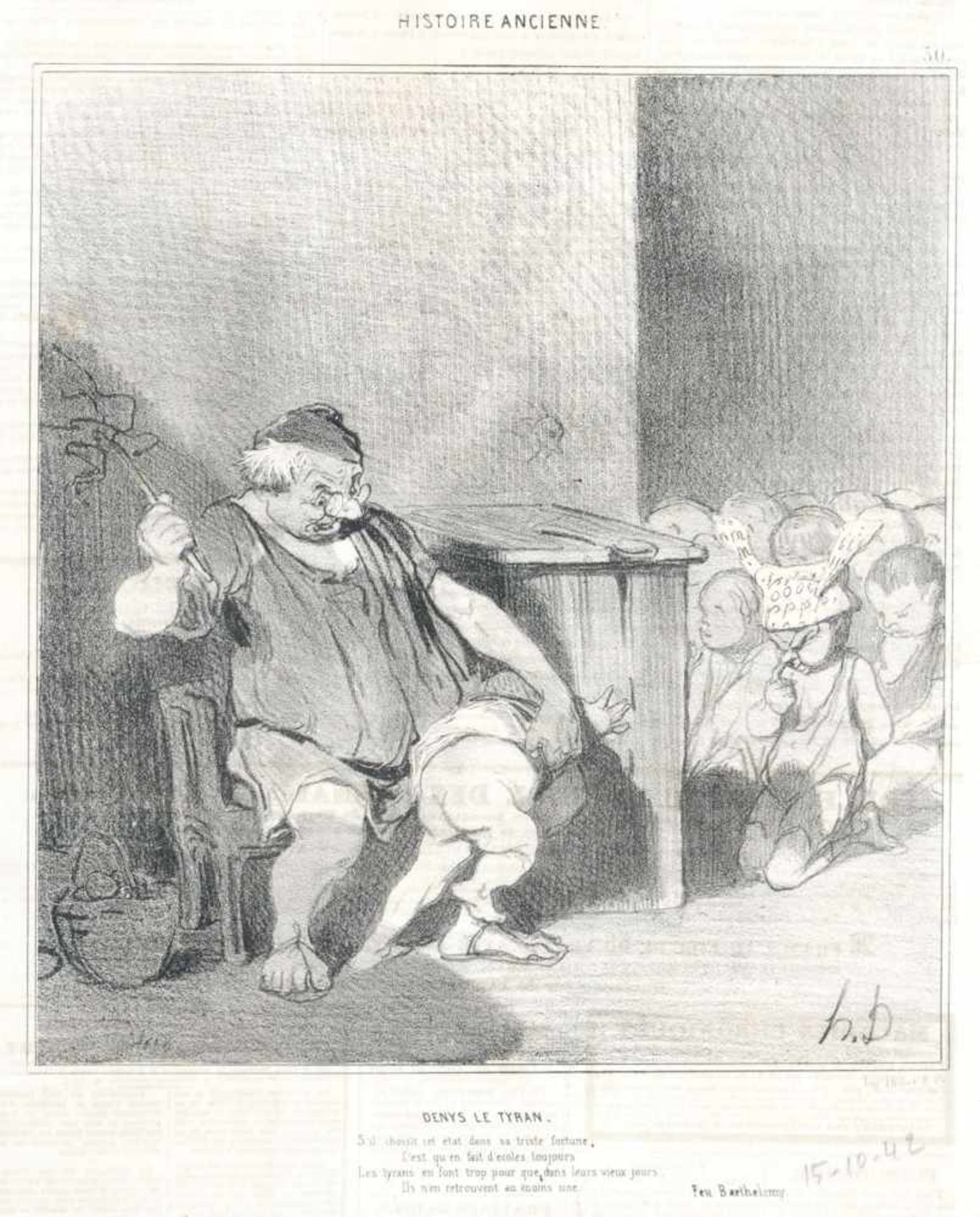 Honoré Daumier, Elf Illustrationen aus der Satire-Zeitschrift "Le Charivari". 2. H. 19. Jh.Honoré