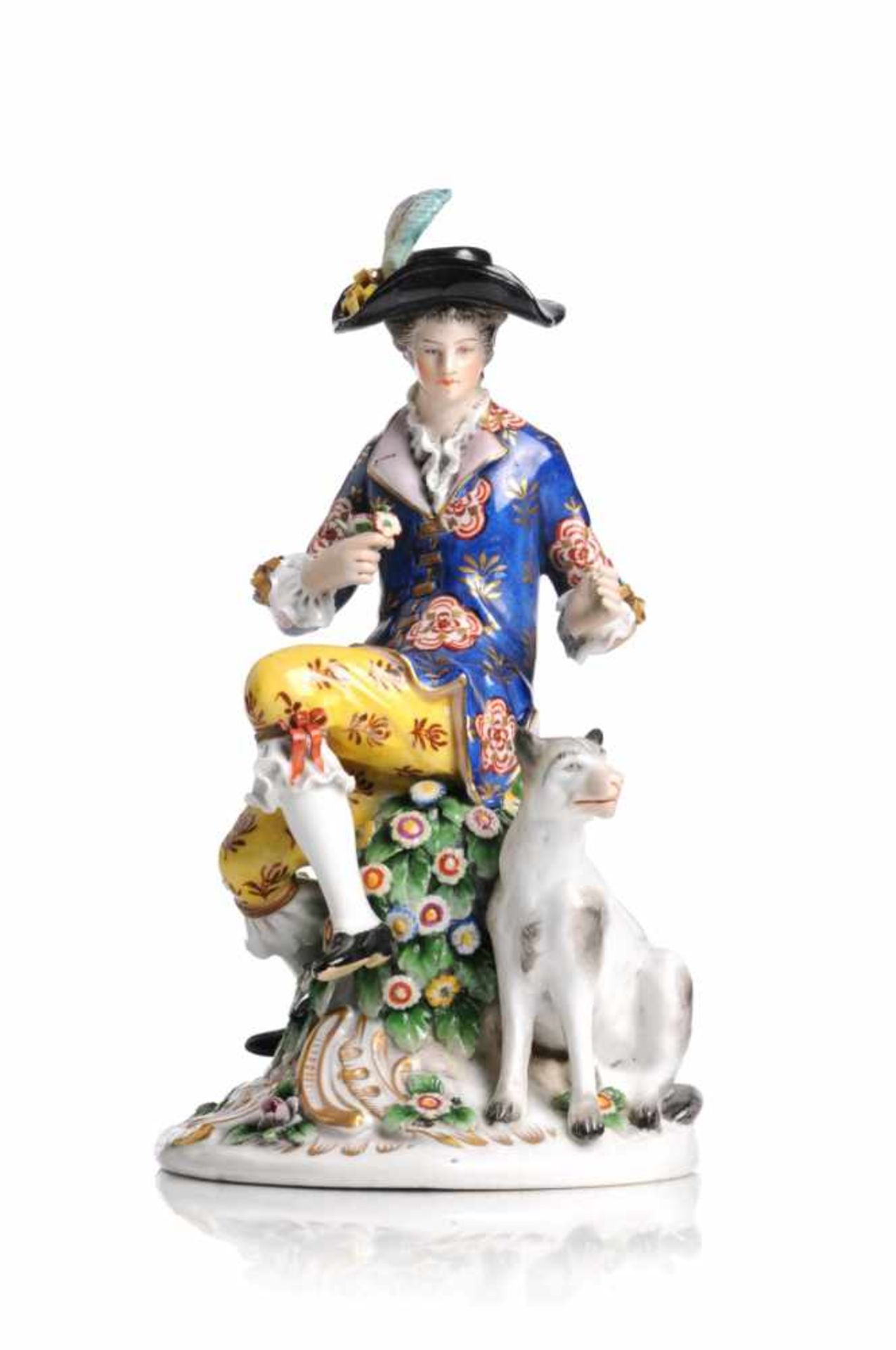 Galanter Jüngling mit Hund. Churfürstliche Privilegierte Porcelain Fabrique und Churfürstliche