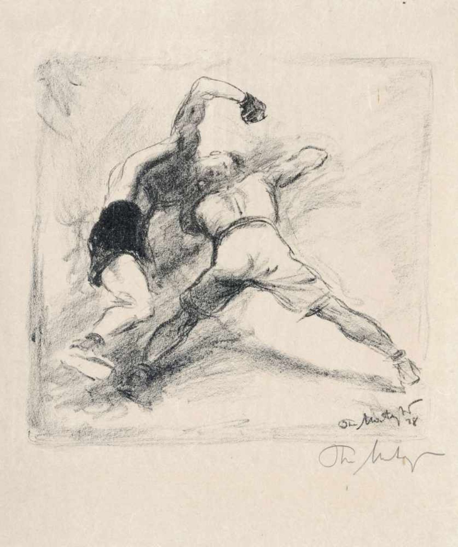 Theo Matejko "Boxer". 1928.Theo Matejko 1893 Wien  1946 VorderthierseeKreidelithografie auf