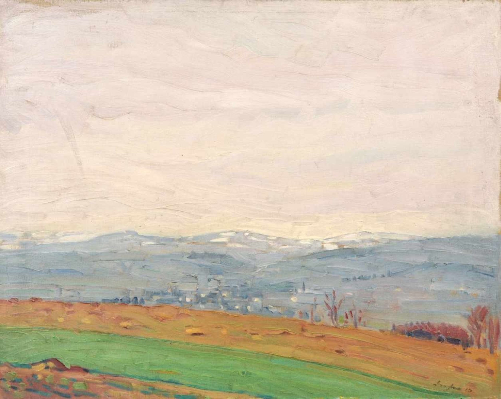 Richard Dreher "Vorfrühling" (Landschaft bei Rockau?). 1910.Richard Dreher 1875 Dresden  1932