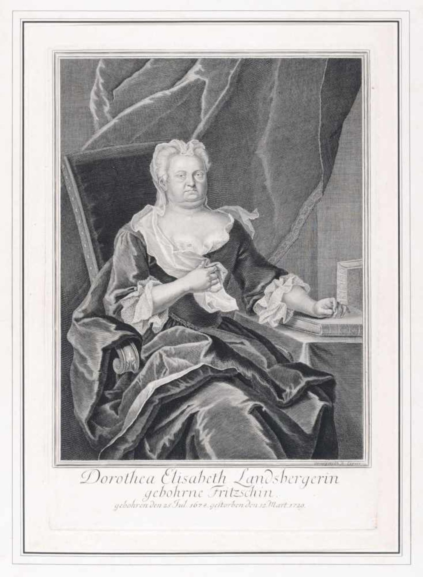 Martin Bernigeroth, Fünf Porträts sächsischer Damen. 1. H. 18. Jh.Martin Bernigeroth 1670 Rammelburg - Bild 3 aus 5