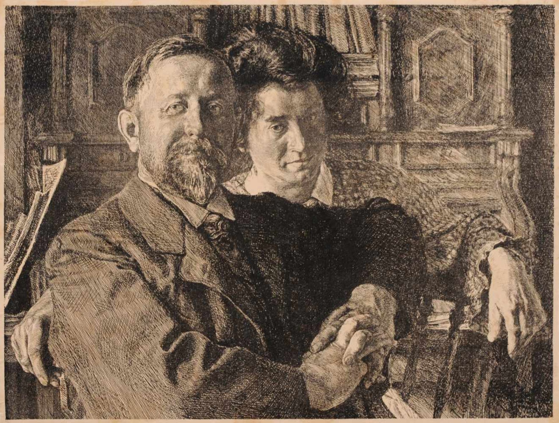 Otto Greiner, Ehepaar Langheinrich. 1901.Otto Greiner 1869 Leipzig  1916 MünchenFederlithografie