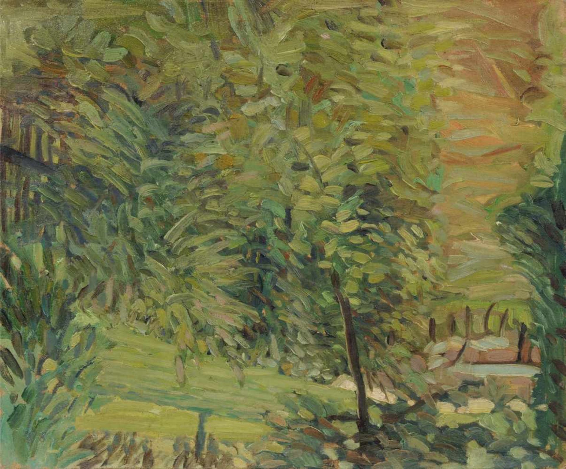 Richard Dreher "Obstgarten". 1920.Richard Dreher 1875 Dresden  1932 ebendaÖl auf Leinwand.