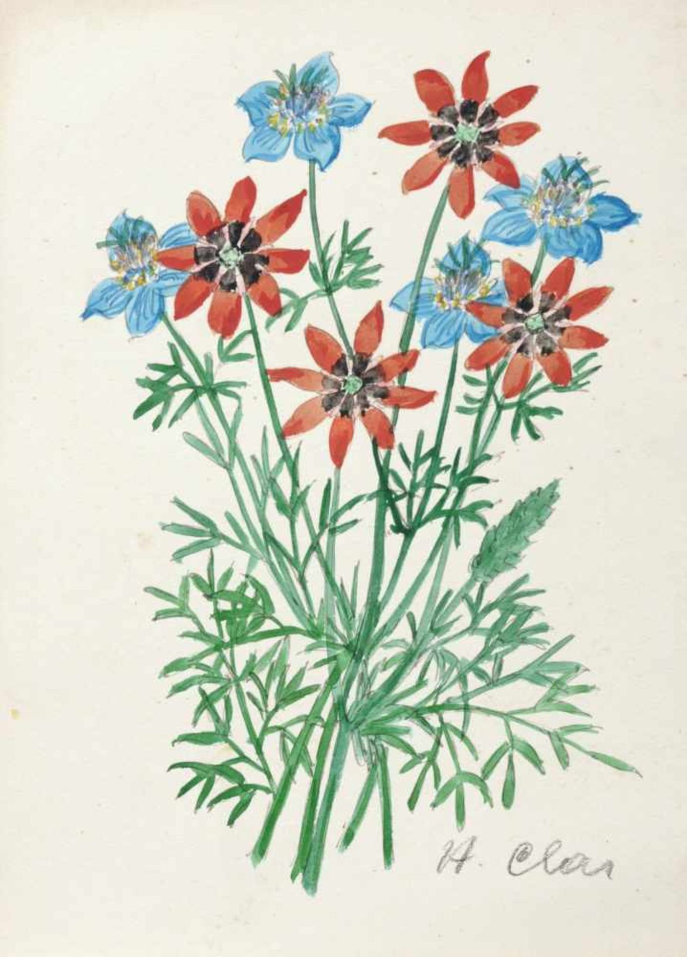 Hans Clar, Fünf Blumendarstellungen. Wohl 1920er-1930er Jahre.Hans Clar 1893 Herrnskretschen  - Bild 2 aus 7