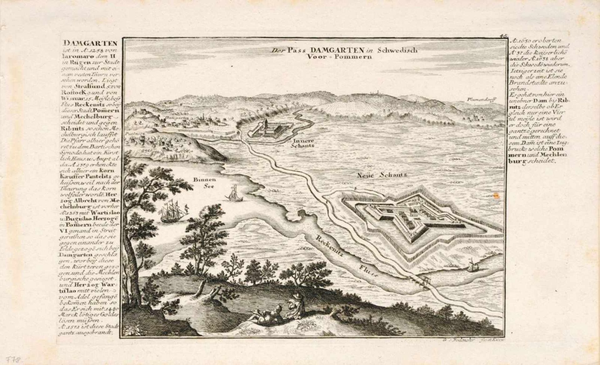 Verschiedene Stecher, Insel Rügen / Mecklenburg / Zwei Darstellungen zu Damgarten. 1633-1700.Gabriel - Bild 3 aus 6