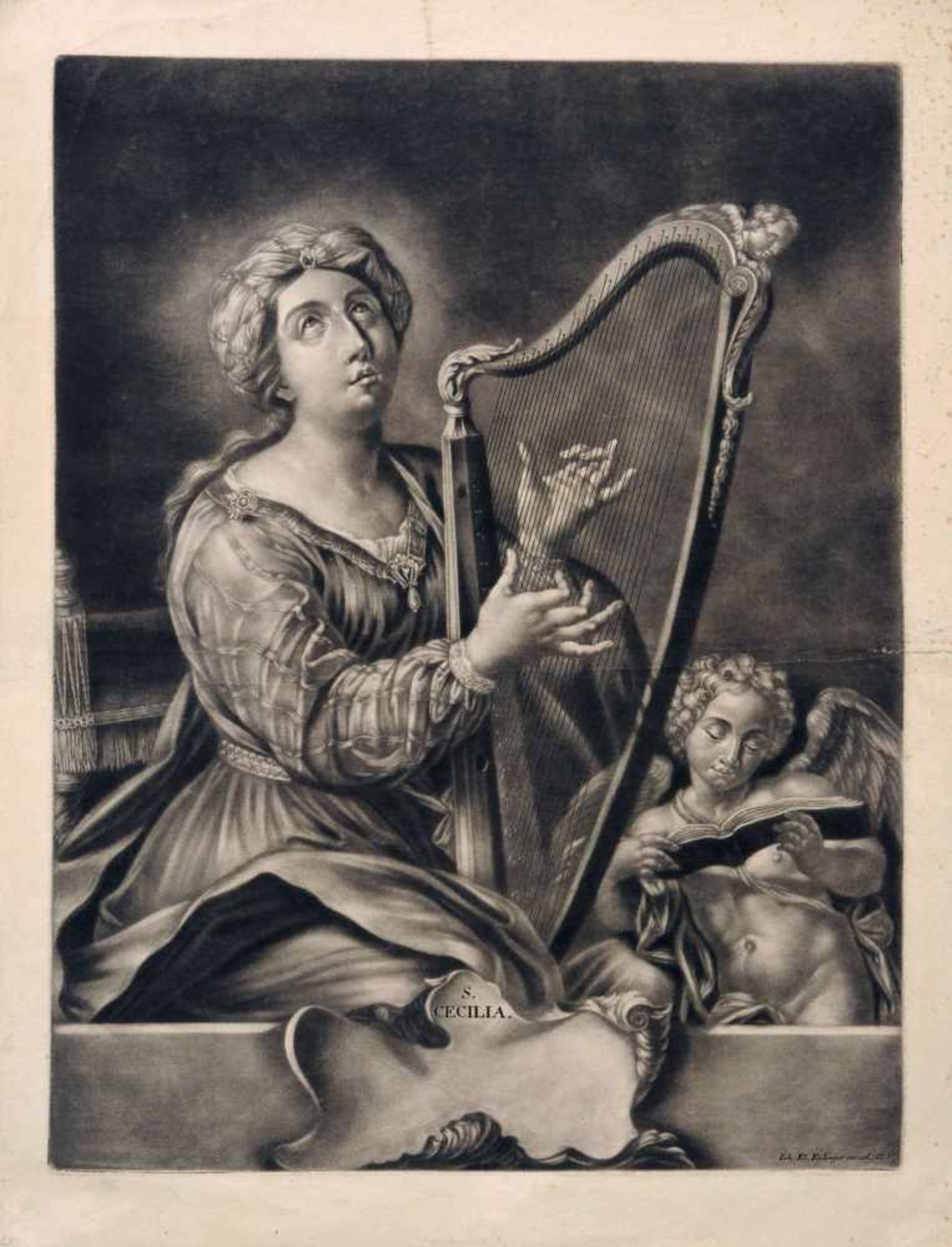 Johann Elias Ridinger "S. Cecilia". 1. H. 18. Jh.Johann Elias Ridinger 1698 Ulm  1767