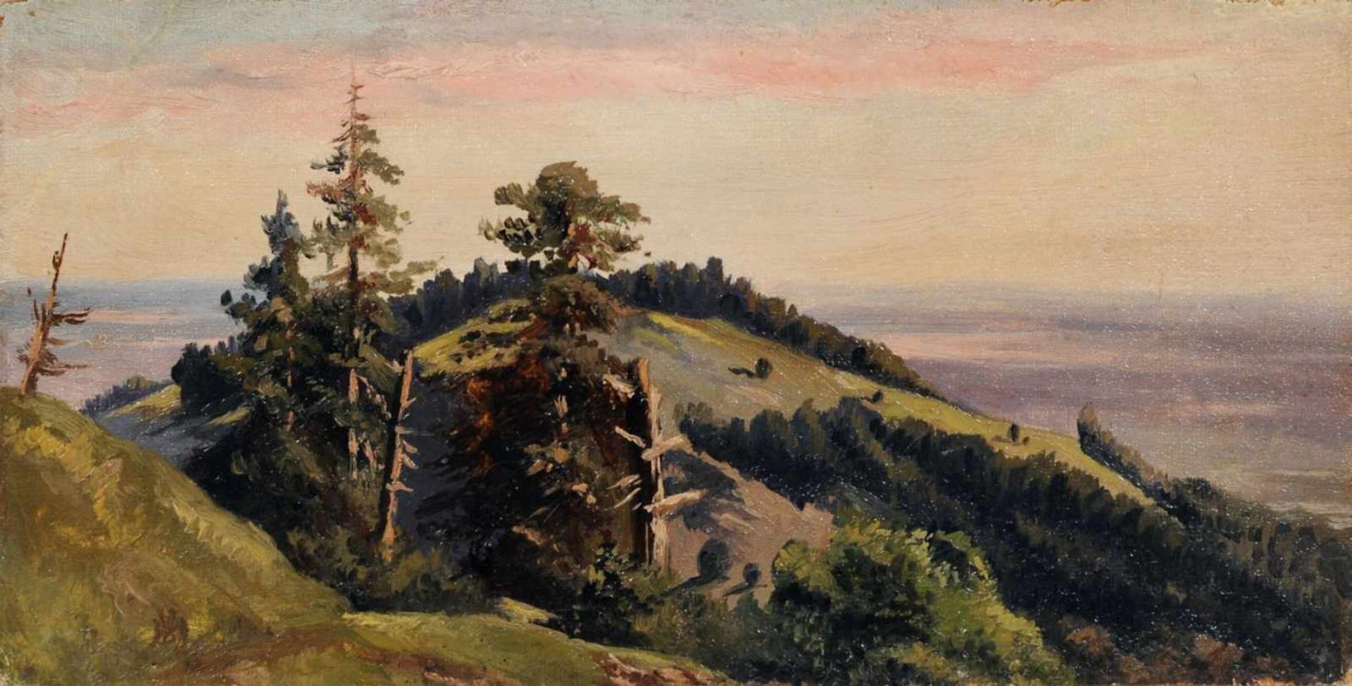 Deutscher Spätromantiker, Riesengebirgslandschaft. Wohl um 1860.Öl auf Leinwand, von späterer Hand