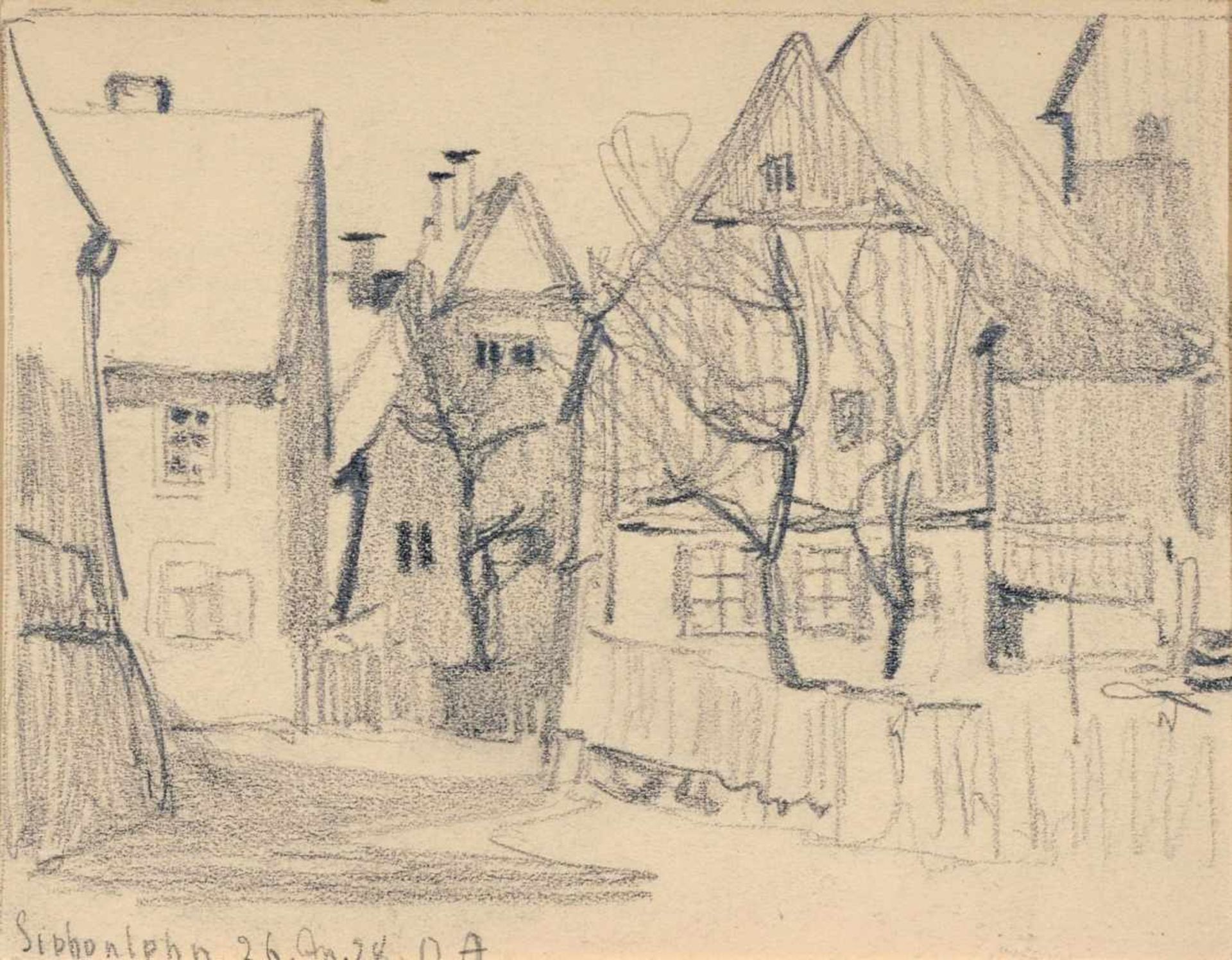 Otto Altenkirch, Bauernhäuser in Siebenlehn. 1928.Otto Altenkirch 1875 Ziesar  1945