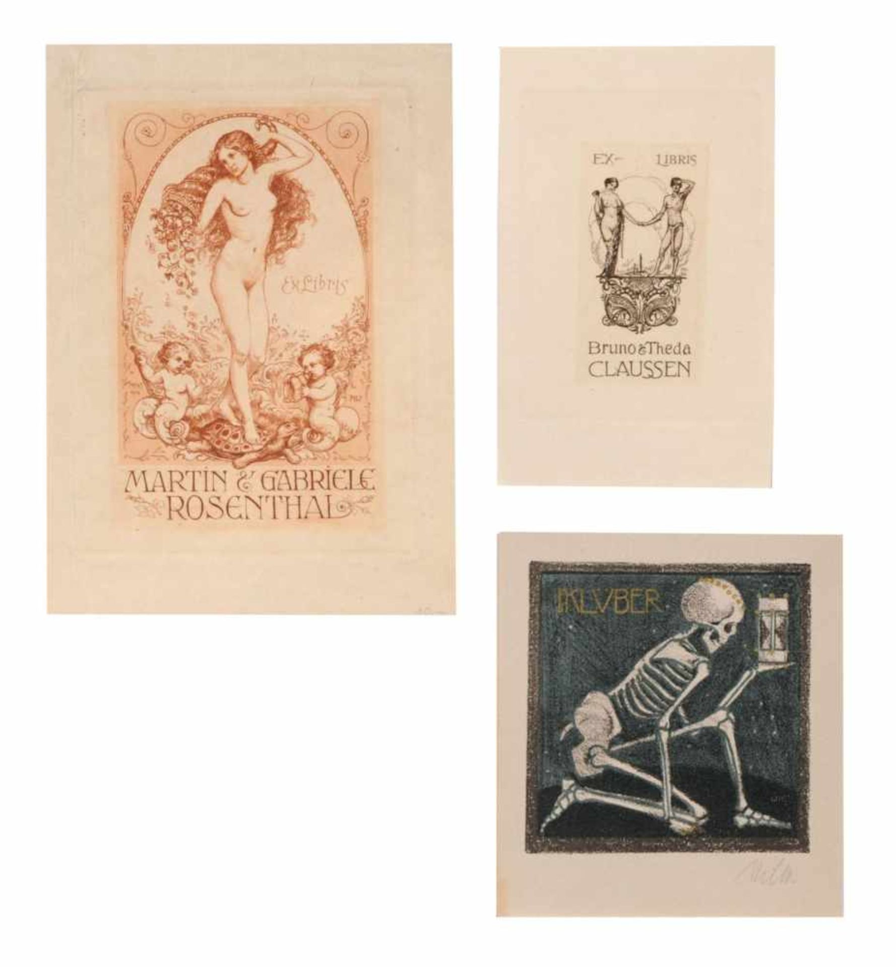 Verschiedene Künstler, Ca. 100 Jugendstil-Exlibris, u.a. mit Darstellungen zum Tod. 1. Viertel 20. - Bild 6 aus 6