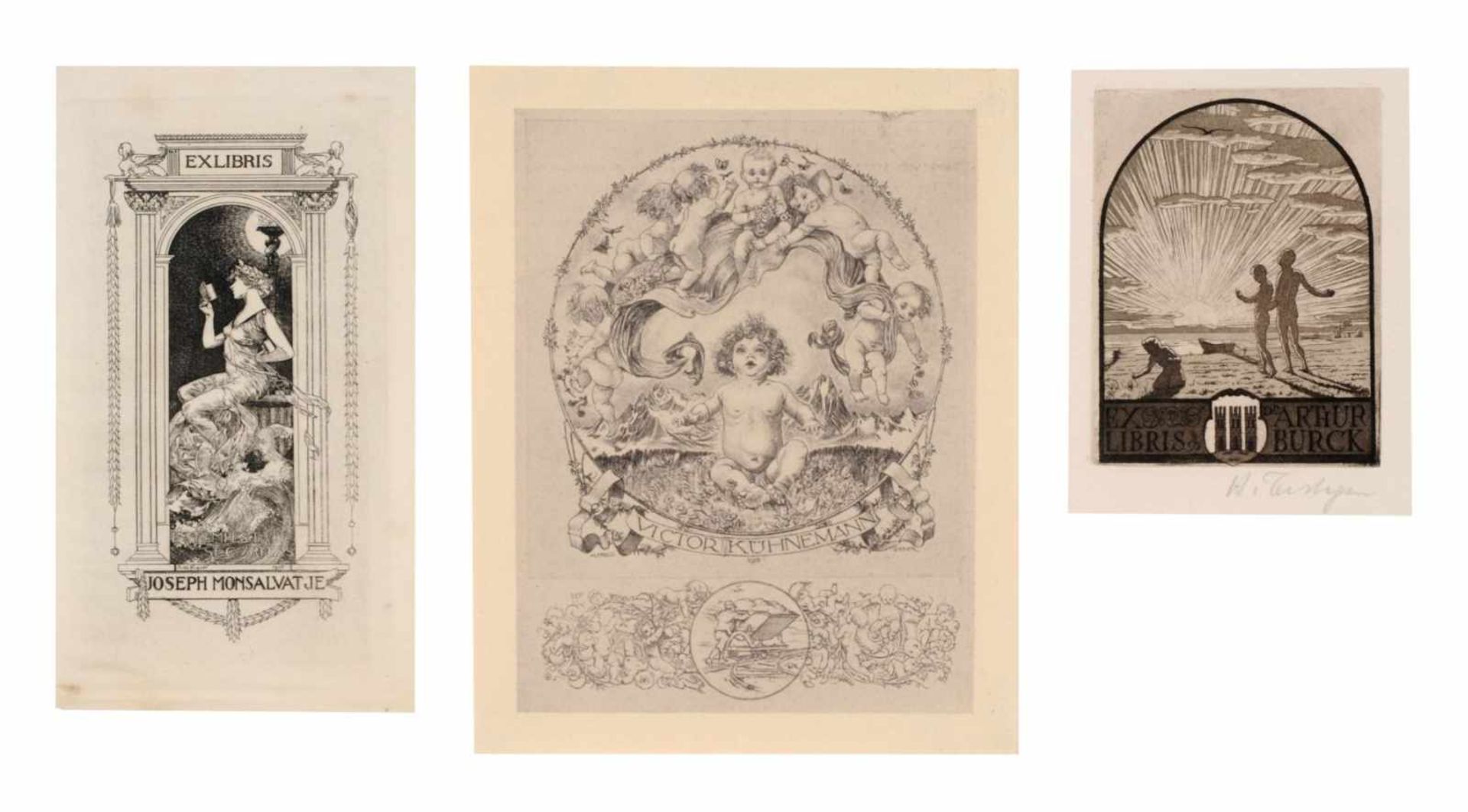 Verschiedene Künstler, Ca. 100 Jugendstil-Exlibris, u.a. mit Darstellungen zum Tod. 1. Viertel 20. - Bild 5 aus 6