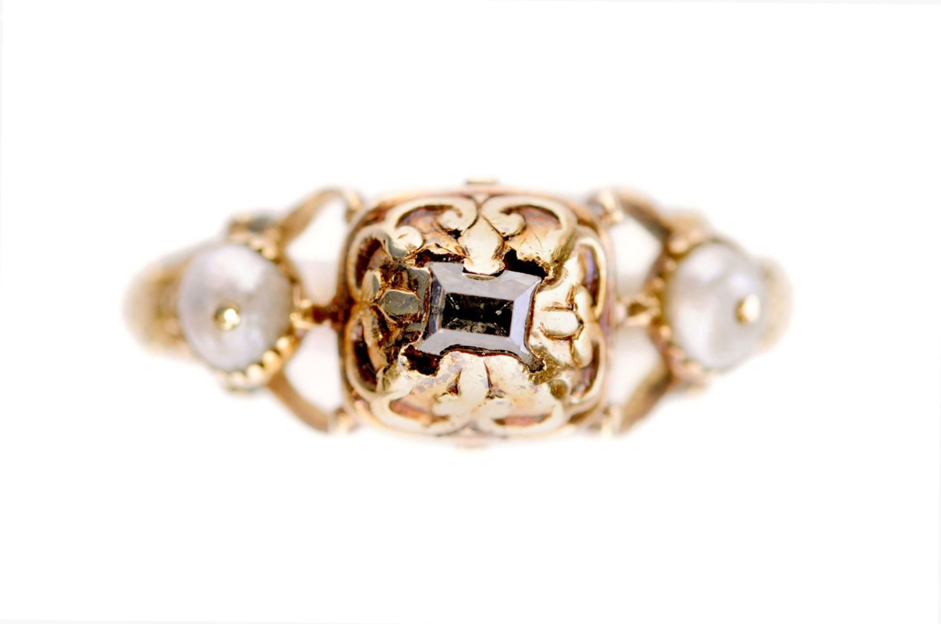 Renaissance-Ring mit Diamant und Perlen. Westeuropäisch. Wohl spätes 16. Jh./Frühes 17. Jh.14K - Image 6 of 6