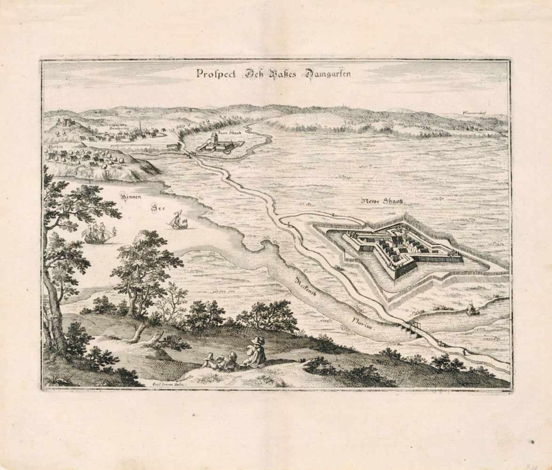 Verschiedene Stecher, Insel Rügen / Mecklenburg / Zwei Darstellungen zu Damgarten. 1633-1700.Gabriel - Bild 4 aus 6