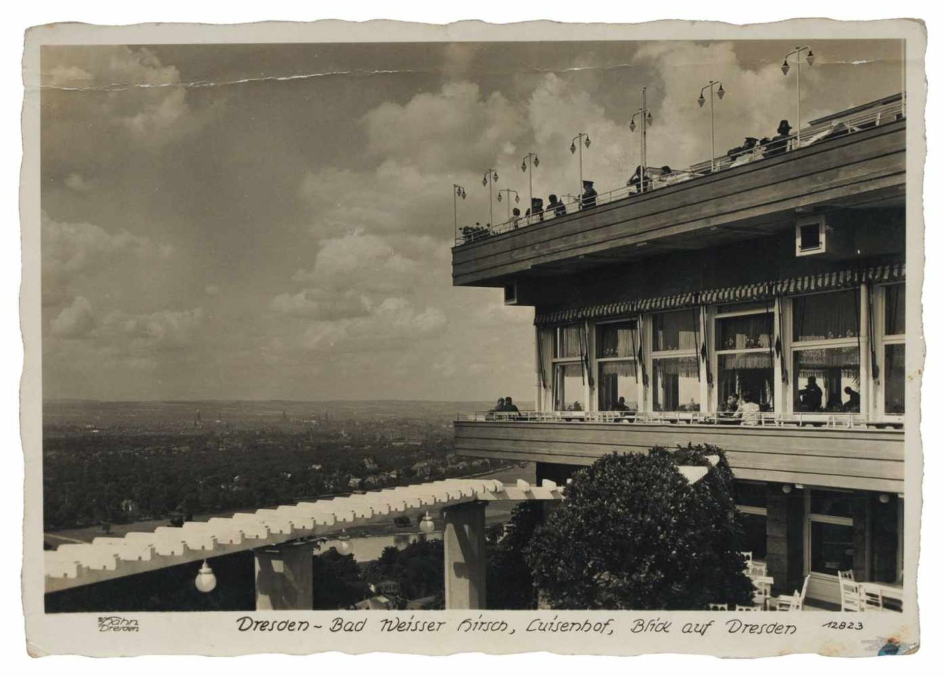 Colmar Walter Hahn "Dresden  Blick vom Restaurant Luisenhof auf die Stadt". Um 1944.Colmar Walter