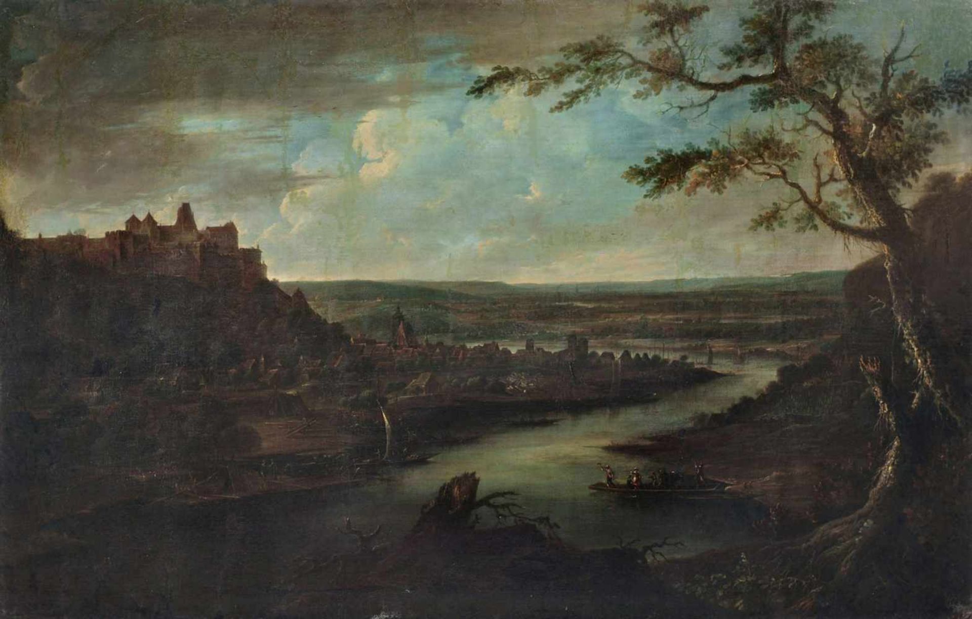 Johann Alexander Thiele, Pirna  Blick auf den Sonnenstein. Um 1720.Johann Alexander Thiele 1685