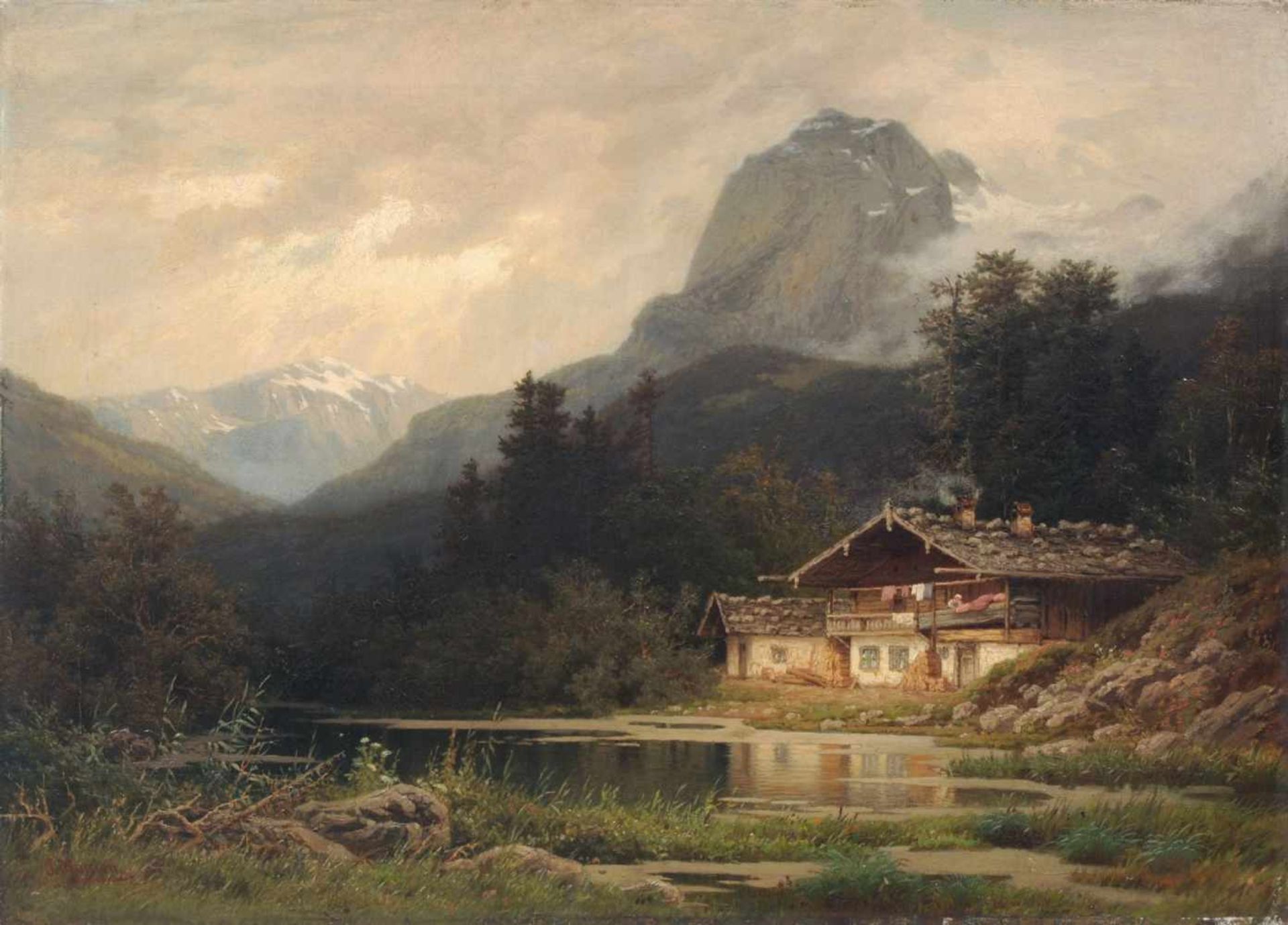 Julius Monien "Landschaft aus Südbaiern". 1880er Jahre.Julius Monien 1842 Königsberg  1897