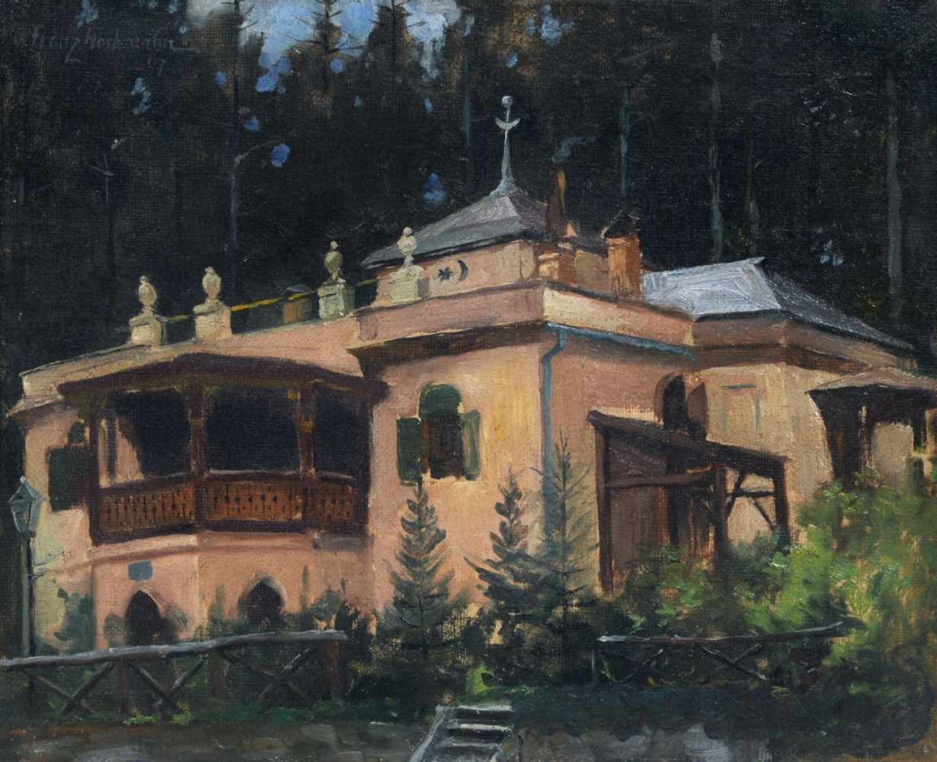 Franz Gustav Hochmann, Villa am Waldrand. 1907.Franz Gustav Hochmann 1861 Dresden  1935 ebendaÖl