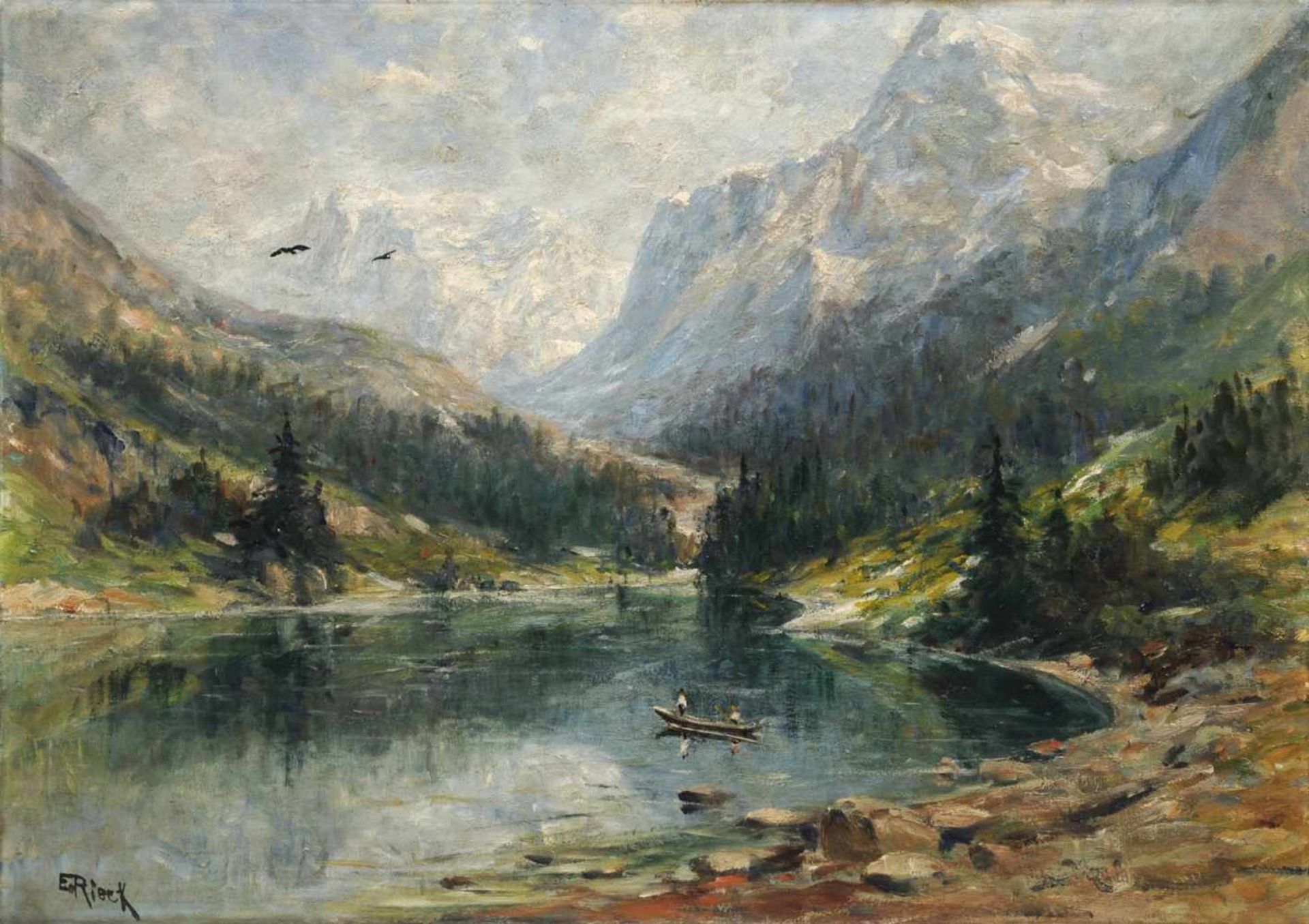 Emil Rieck, Pragser Wildsee in Südtirol (?). Anfang 20. Jh.Emil Rieck 1852 Hamburg  1939